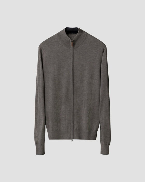 Eton Full Zip Knit Merino Extrafine Vest Donker Grijs