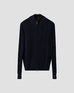 Eton Full Zip Knit Merino Extrafine Vest Navy