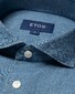 Eton Garment Washed Lightweight Denim Twill Overhemd Blauw