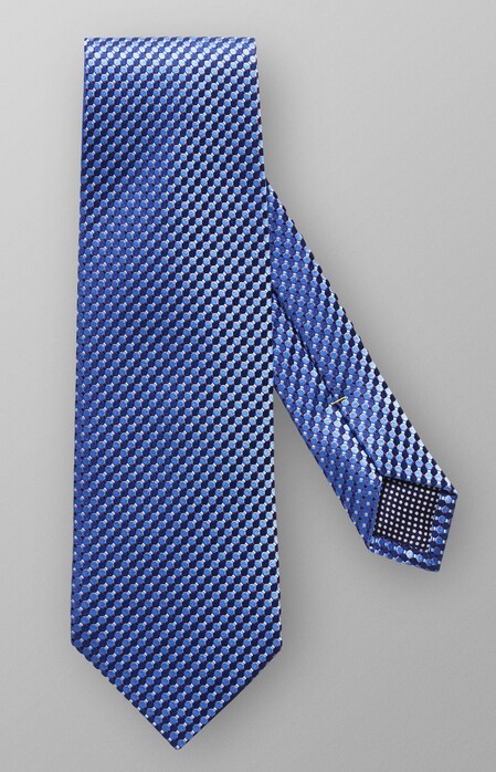 Eton Geometric Mini Check Stropdas Donker Blauw