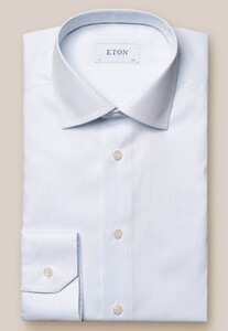 Eton Hairline Striped Twill Overhemd Licht Blauw
