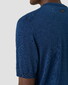 Eton Herringbone Knit Crew Neck Lightweight Organic Cotton T-Shirt Donker Blauw