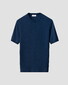 Eton Herringbone Knit Crew Neck Lightweight Organic Cotton T-Shirt Donker Blauw