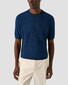 Eton Herringbone Knit Crew Neck Lightweight Organic Cotton T-Shirt Donker Blauw