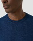 Eton Herringbone Knit Crew Neck Lightweight Organic Cotton T-Shirt Donker Blauw