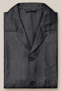 Eton Herringbone Linen Wool Cashmere Overshirt Navy