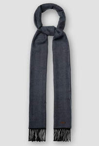 Eton Herringbone Merino Wool Scarf Dark Evening Blue