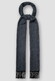 Eton Herringbone Merino Wool Scarf Dark Evening Blue
