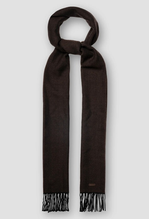 Eton Herringbone Merino Wool Sjaal Donker Bruin