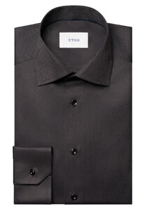 Eton Herringbone Signature Twill Organic Cotton Shirt Navy