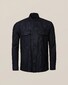 Eton Houndstooth Cotton-Wool-Cashmere Flanel Overshirt Dark Navy