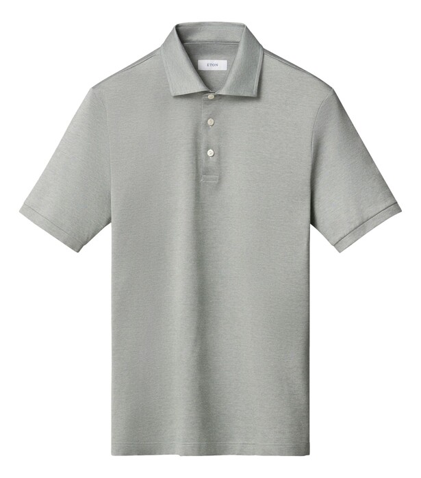 Eton Jacquard Filo di Scozia Polo Shirt Midden Groen