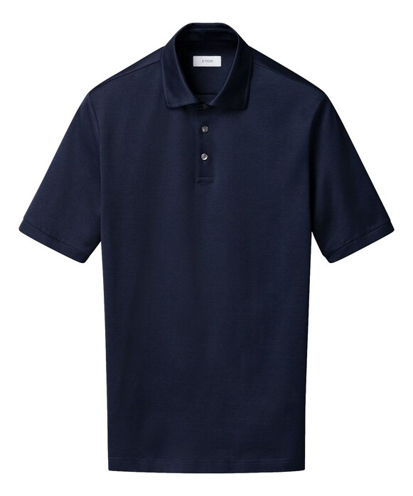 Eton Jacquard Filo di Scozia Polo Shirt Navy