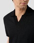 Eton Jacquard Knit No Button Collar Organic Cotton Poloshirt Black