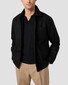 Eton Jacquard Knit No Button Collar Organic Cotton Poloshirt Black