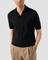 Eton Jacquard Knit No Button Collar Organic Cotton Poloshirt Black