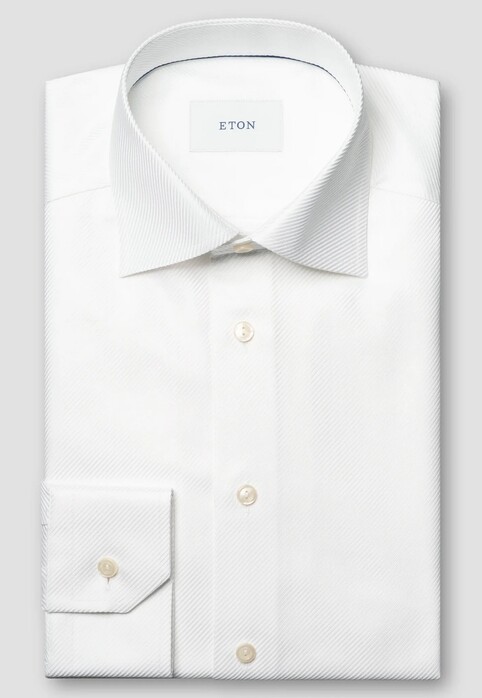 Eton King Twill Luxury Texture Natural 3D Effect Overhemd Wit