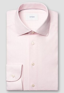 Eton Knitted Cotton Blend Four-Way Stretch Overhemd Licht Roze