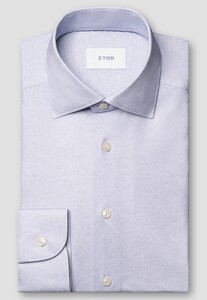 Eton Knitted Cotton Blend Four-Way Stretch Shirt Light Purple