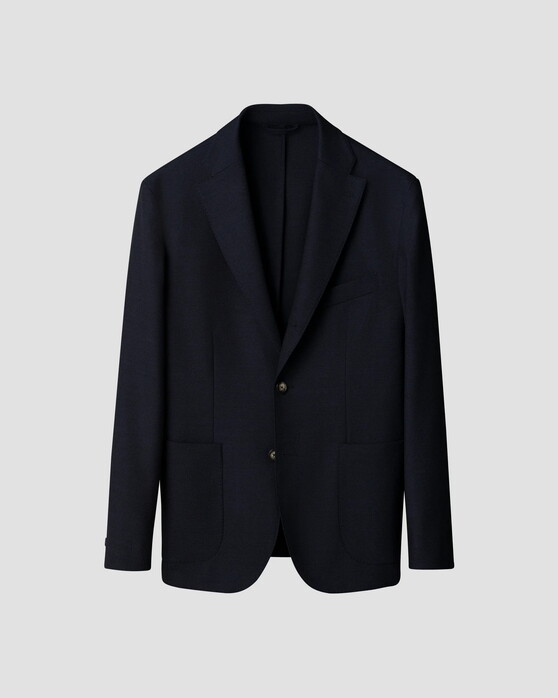 Eton Lana Tech Soft Wool Knit Jacket Navy