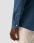Eton Lightweight Italian Woven Denim Garment Washed Overhemd Donker Blauw
