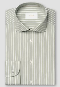 Eton Lightweight Luxury Soft Touch Cotton Silk Stripe Overhemd Licht Groen