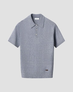 Eton Lightweight Soft Cotton Linnen Fine Knit Polo Donker Blauw