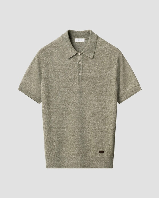 Eton Lightweight Soft Cotton Linnen Fine Knit Polo Groen