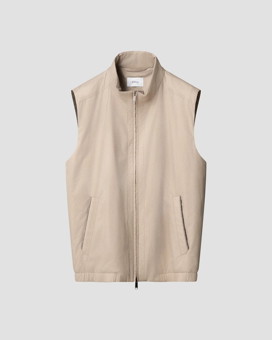 Eton Lightweight Windproof Water-Repellant Tech Fabric Matte Finish Body-Warmer Beige