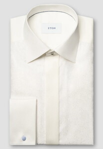 Eton Lurex Paisley Bib Evening Poplin Overhemd Off White