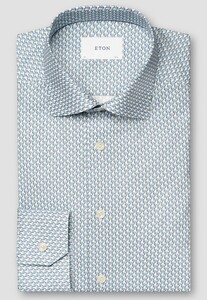 Eton Luxury Cotton Signature Twill Allover Mini Parrot Pattern Overhemd Licht Blauw