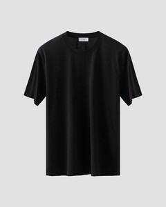 Eton Luxury Cotton Silk Crew Neck Soft Touch T-Shirt Black