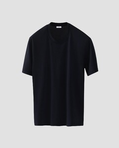 Eton Luxury Cotton Silk Crew Neck Soft Touch T-Shirt Navy