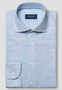 Eton Luxury Cotton Silk Fine Twill Overhemd Licht Blauw
