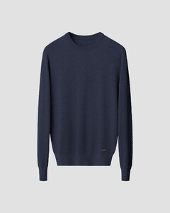 Eton Luxury Egyption Organic Cotton Solid Color Texture Knit Trui Donker Blauw