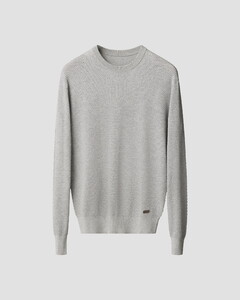 Eton Luxury Egyption Organic Cotton Solid Color Texture Knit Trui Licht Grijs