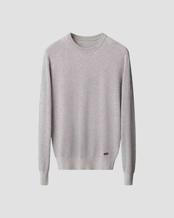 Eton Luxury Egyption Organic Cotton Solid Color Texture Knit Trui Licht Grijs