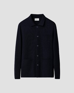 Eton Luxury Extrafine Merino Milano Stitch Button Closure Cardigan Navy