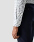 Eton Luxury Floral Cotton Linen Blend Shirt Blue