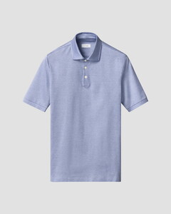 Eton Luxury Mercerized Filo di Scozia Subtle Texture Jacquard Cotton Polo Blauw
