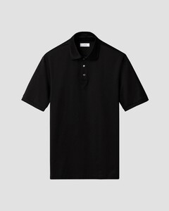 Eton Luxury Mercerized Filo di Scozia Subtle Texture Jacquard Cotton Poloshirt Black