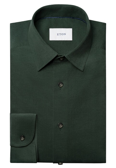 Eton Luxury Organic Cotton Corduroy Overhemd Donker Groen