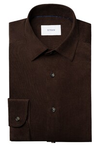 Eton Luxury Organic Cotton Corduroy Shirt Dark Brown Melange