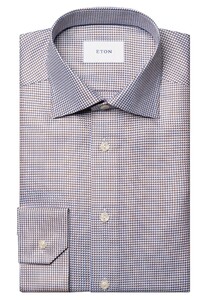 Eton Luxury Organic Cotton King Twill Houndstooth Texture Overhemd Oranje