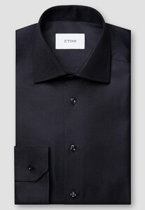Eton Luxury Organic Cotton King Twill Houndstooth Texture Shirt Black