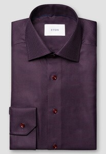 Eton Luxury Organic Cotton King Twill Houndstooth Texture Shirt Dark Purple