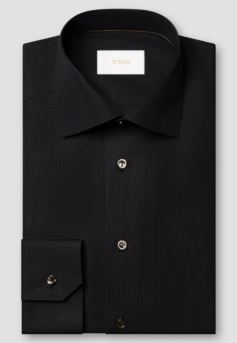 Eton Luxury Semi Solid Supima 120 Piqué Shirt Black