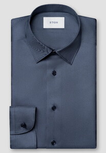Eton Luxury Silk Twill Mother of Pearl Buttons Overhemd Navy
