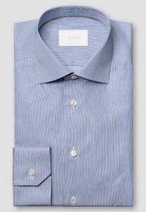 Eton Luxury Striped Poplin Weave Organic Supima Cotton Overhemd Blauw