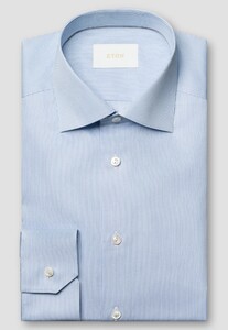 Eton Luxury Striped Poplin Weave Organic Supima Cotton Overhemd Licht Blauw